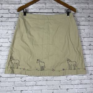 Girls Size 16 Lands End Girls Tan Corduroy Skirt With Embroidered Horses NWT
